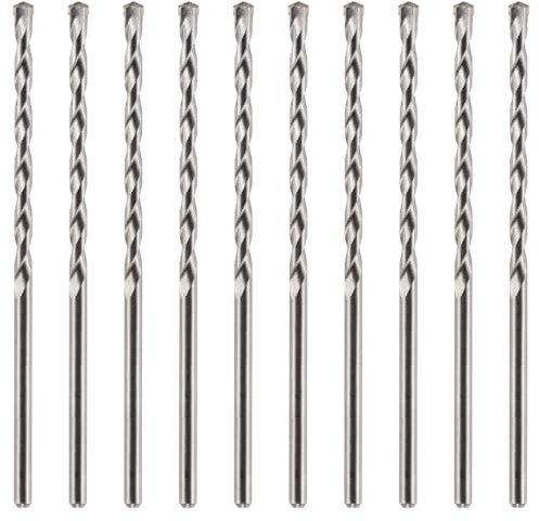 10 Pack Of 8mm x 200mm Long TCT Masonry Drill Bits – For Concrete, Brick, Stone, Porcelain Ceramic Tiles Plastic Wood – Masonry Drill Bits Set For Standard Rotary Drills & Hammer Drills (NOT SDS)