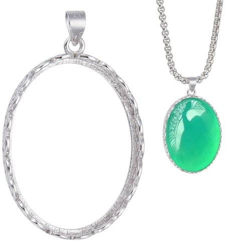BENECREAT Anhänger Mit Kronenfassung Und Tassentablett Aus Sterlingsilber Handgefertigter Anhängerrohling Aus Platin Ovale Cabochon Fassungen Für Herstellung von Schmuck
