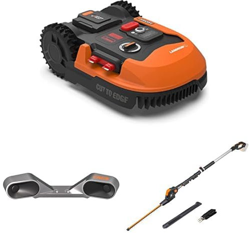 Pack WORX LANDROID Plus - 500 m² Robot Tondeuse Connecté WR165E + ACS + Taille-Haies sans Fil (Installation Facile, Configurable, Autonome, Contrôle à Distance Via APP, Tonte Intelligente)