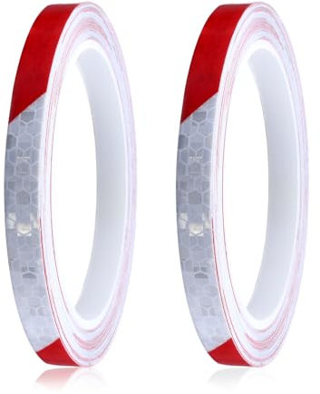 2 Rollen 8m Neon Klebeband Warning Tape, Reflektorband Selbstklebend Draußen Wasserdicht Reflektierendes Klebeband Reflektor Tape Für Sicherheit, Reflektierend Bänder Für Fahrräder Weiß Rot