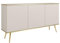 DomoHome ORO K-160 Moderne Kommode 160 cm Breit Beige Mit Zwei Türen Und Zwei Schubladen, Push-to-Open System Gold Metallfüße 23 cm Hoch, Laminierte Platte 16 mm
