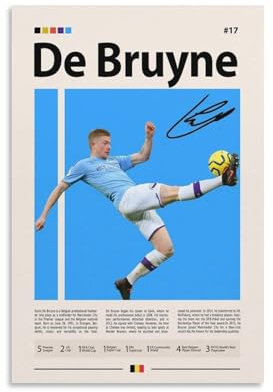 NFDVFHFRQ Kevin De Bruyne signiertes Poster, Leinwandposter, Wandkunst, Dekordruck, Bild Gemälde für Wohnzimmer, Schlafzimmer, Dekoration, 20 x 30 cm