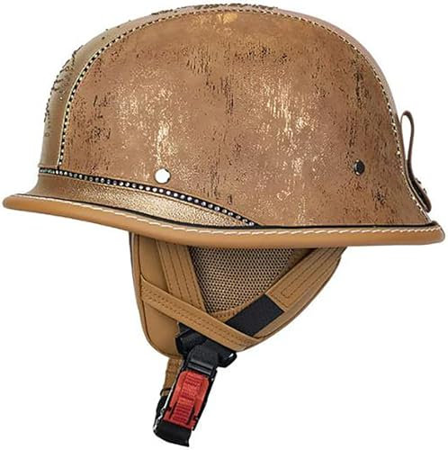 Vintage Casques Jet De Moto, Casque Allemand Moto Ouvert Adulte, Dot/ECE Homologué Demi Casque De Moto avec Boucle Réglable Dégagement Rapide, Casques Bols pour Cruiser Scooter 2,3XL=65-66CM