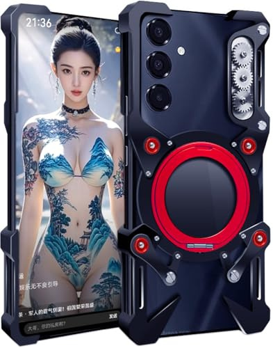 Coque en Métal pour Samsung Galaxy S24+, Housse de Mobile pour Samsung S 24 Plus, Étui Téléphone Portable, Cadre, Armure, Monstre Mécanique -Noir