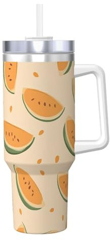 ZSUUGJ Vaso aislado de 40 onzas con asa y tapa con pajilla, taza de café, botella de agua reutilizable, ideal para coche, trabajo, regalo