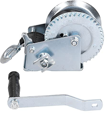 1200LBS Heavy Duty Winch Hand Crank Cable Gear Winch with 8M Strap for Boat Trailer Carbon Steel Weather Resistant