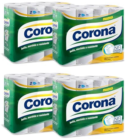 96 Rotoli Carta Igienica Corona, 2 Veli – Pura, Soffice e Delicata sulla Pelle