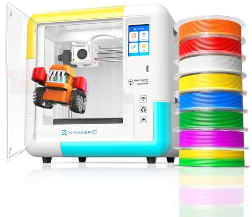 AOSEED X-Maker AI 3D-Drucker für Anfänger, Vollständig Geschlossen & Geräuscharm, KI-Design-App, 8000+ 3D-Modelle, WLAN-Verbindung, Sofort Einsatzbereit, inkl. 8-teiligem PLA-Filament-Set