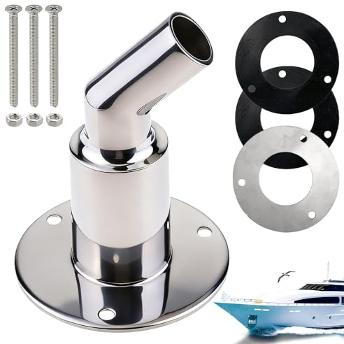 Durch Rumpf Auspuff Hautanpassung, 24mm Edelstahl Schiffsauspuff Rohrauspuff Schiffshardware Zubehör, standheizung auspuff durchführung Für Boot, Auto, LKW (Gebogen)