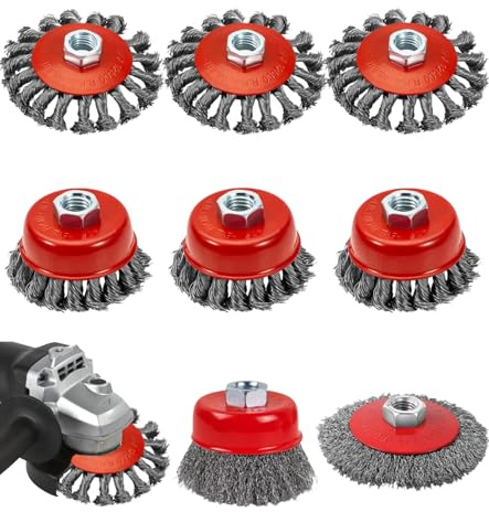 ZUGJOZD 8Stück Drahtbürste Winkelschleifer Set , M14 drahtbürste für winkelschleifer Zubehör Durchmesser 80 mm und 120 mm für Reinigen ,Polier,Schleifen,Entrosten,Entgraten