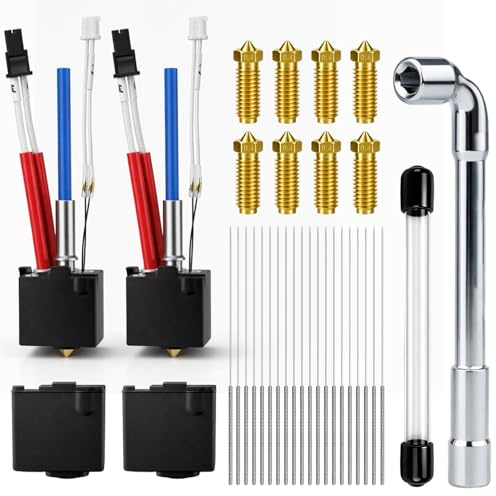 2 Stück Anycubic Kobra 3 Hotend-Kit für Kobra 2/2 Plus/2 Max/2 Pro/2 Neo, Heißend-Set für 3D-Drucker mit 8 x 0,4mm Messingdüsen, 1 Düsen-Schlüssel, 4 Silikon-Schutzhüllen & 20 Reinigungsnadeln