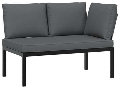 MOBCANT Modern Gartenbank & Outdoor Bank Schwarz Pulverbeschichtetes Aluminium Parkbank mit Abnehmbarer waschbarer Bezug Balkonbank für Garten, Park, Hotel Garden (118 x 73 x 73 cm)