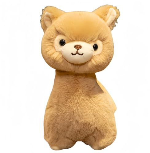 JORCEDI Plüschtier Kuscheltier Weiches Alpaka Kuschelkissen Ideal als Dekokissen, Geschenk oder Dekoration für Zuhause, Auto (23cm,Braun)