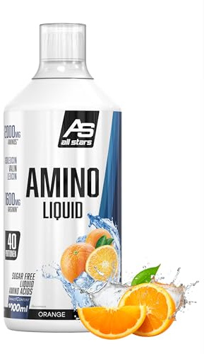 ALL STARS Amino Liquid 1L Orange | Flüssiger Aminosäuren Komplex hochdosiert 12.000mg, mit EAAs & BCAAs, 12g Protein pro Portion, Ergänzungsmittel für Sportler