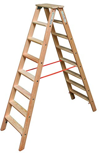 KRAUSE lhi256 Stehleiter in Holz, 2 x 8 Stufen, 1.3 m Höhe