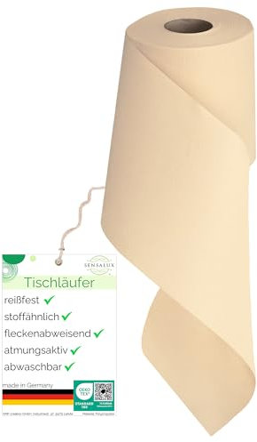 Sensalux Tischläufer, Tischband, stoffähnliches Vlies, Standard 100 by Oeko-TEX® - Klasse I Zertifiziert, 15cm x 25m, Creme