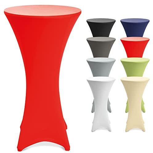 Beautissu Stretch Stehtisch Husse Rot Ø 70-75 cm Stella – Verstärkung im Fußbereich & 40°C waschbar, rutschfest & bügelfreie Husse für Stehtisch & Bistrotisch als Tisch-Überzug