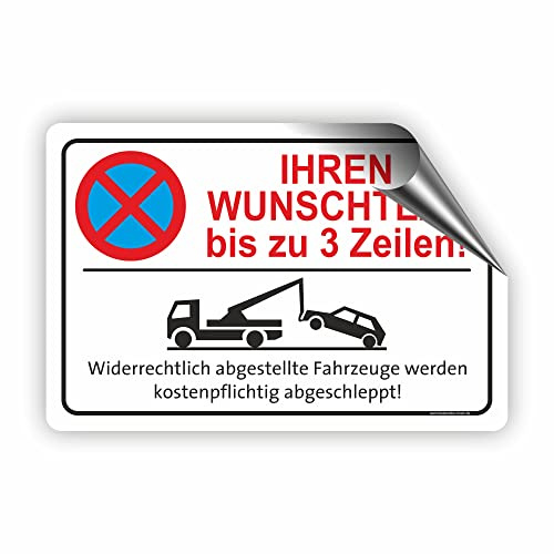 Fassbender-Druck SCHILDER - TEXT NACH WUNSCH Quer - Ihr personalisiertes Parken verboten Schild - Schild zum Markieren vom absoluten Parkverbot - WUNSCHTEXTSCHILD (60x40cm Aufkleber)