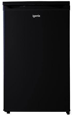 Igenix IG255B Freestanding Under Counter Larder Fridge with 2 Glass Shelves, 1 Salad Drawer, Reversible Door, 136 Litre Capacity, 55 cm Wide, Black