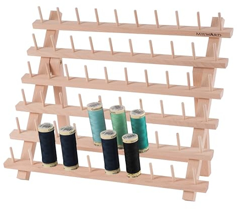 Milward Sewing Thread Stand - Wooden, Freestanding or Wall Mountable Thread Spool Holder, 60 Spools, 34 x 40cm