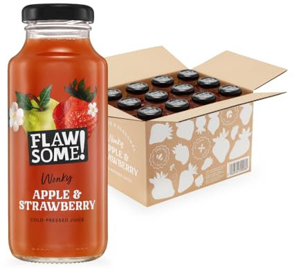 Flawsome! Apple & Strawberry Juice – No Added Sugar, 100% Cold-Pressed Pure Juice, Vegan Craft Juice – No Sweeteners, Not from Concentrate (12x250ml)