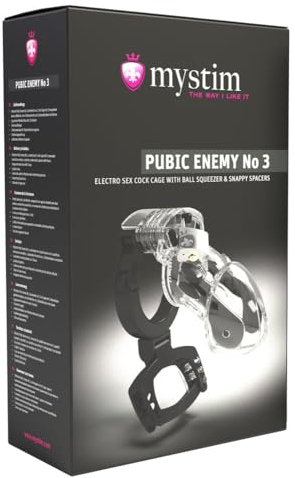 Mystim Pubic Enemy Nr. 3 - Elektrosex E-Stim Keuschheitskäfig Chastity Belt mit Ballstretcher