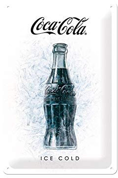 Coca-Cola - Ice White, Blechschild 25 x 50 cm