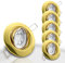 trendlights24 Decora Decken Einbaustrahler flach 35 mm 230V 5er Set - LED Spots je 5W Neutralweiß 400lm austauschbar - Gold Messing schwenkbar 68 mm