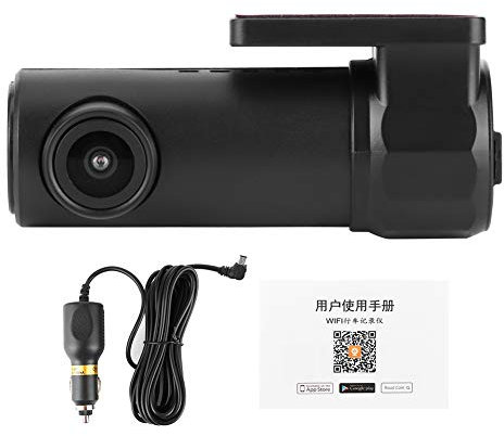 Qiilu Car Camcorder, 1080P HD WiFi Car DVR Camcorder 170° FHD Lens Dash Cam Video Recorder Driving Camera APP Loop Recording