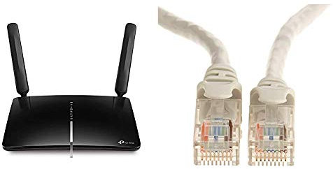 TP-Link Box 4G, Routeur 4G+ LTE Cat.6 300 Mbps WiFi AC 1200 Mbps, 2 x SMA pour Antenne Externe, 4 Ports RJ45 Gigabit, Antennes Amovibles, OneMesh & Amazon Basics Câble ethernet RJ45 cat5 de 15,2 m