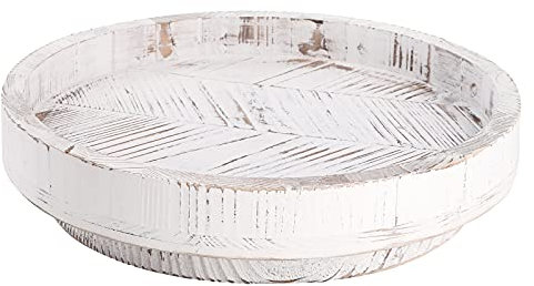 TOPZEA 30 cm Lazy Susan Drehteller aus Holz, drehbar, rustikales Bauernhaus-Drehteller-Tablett, rundes Serviertablett, Gewürzregal, Schrank-Organizer, Esstisch, Gewürze, Wein