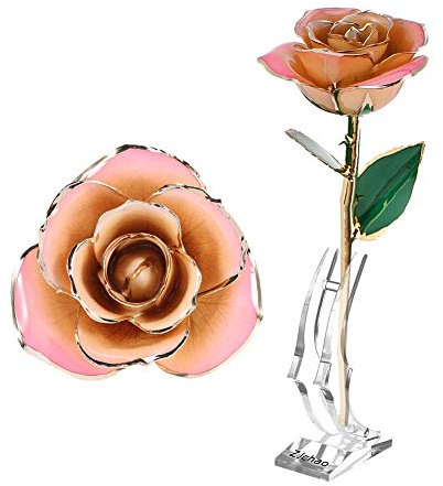 La beauté et la bête Rose 24K Rose éternelle plaquée Or, Artificiel Romantique pour la Saint-Valentin