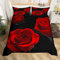 Loussiesd Red Roses Bedding Set Luxury Rose Floral Duvet Cover For Girls Women Couple Lover Romantic Flowers Comforter Cover Valentine's Day Bedspread Cover Red Black Quilt Cover 3Pcs Double Size