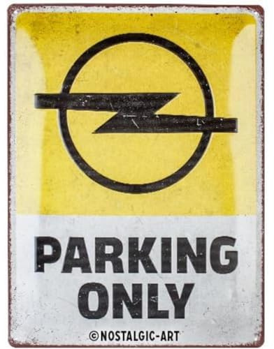 Nostalgic-Art Retro Blechschild, 30 x 40 cm, Opel – Parking Only – Geschenk-Idee für Opel-Zubehör Fans, Original Lizenzprodukt (OLP), aus Metall, Vintage Design, Blechschilder Sprüche