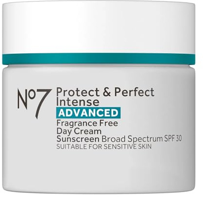 No7 Protect & Perfect Intense Advanced Fragrance-Free Day Cream SPF 30 - Anti-Aging Facial Moisturizer with Anti-Wrinkle Technology - Hydrating Hyaluronic Acid Cream for Radiant Youthful Skin (50ml)