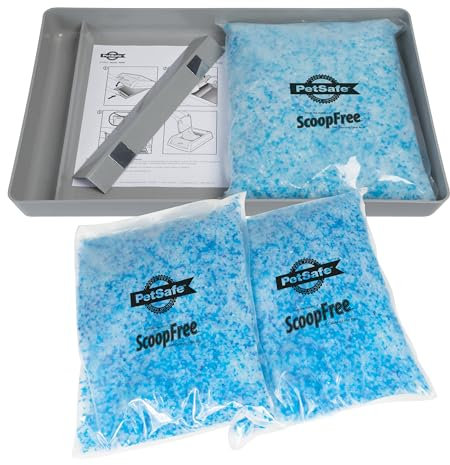 Bandeja Reutilizable de Arena para Gato PetSafe ScoopFree con Arena de Cristal no aglomerante + 2 Paquetes de Arena de Cristal Bundle, Compatible con Todos los areneros autolimpiables ScoopFree