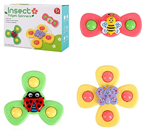 3Pcs Suction Toys Sensory Toys for Babies Boys and Girls Suction Spinners for Babies Sensory Early Education Baby Bath Toys Bathtub Children Suction Cup Spinner Toys Window Shower Toys Birthday Gifts