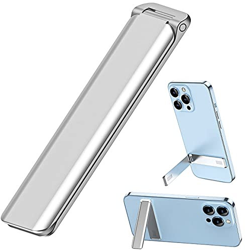 Kinizuxi Ultra Dünn Handy Ständer, Vertikaler/Horizontaler Aluminium Handyständer für Tisch,Verstellbarer Winkel Handyhalter für iPhone 14/13/12/11 Samsung Smartphone Zubehör–Silber