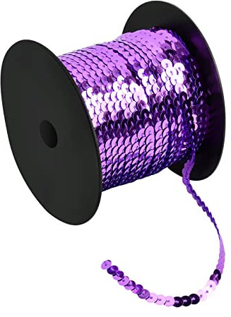 100 Yards Pailletten Rolle, 6mm Bunte Paillette Trim, Flache Glitzerborte für DIY Handwerk, Pailletten Bänder für Kleid Dekorieren Schmuck Ornament Stirnband Tanzbekleidungen Armband (Dunkelviolett)