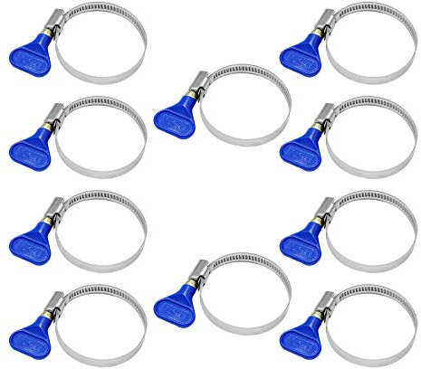 10 Stück Edelstahl Schlauchschellen 50–70 mm (1-7/8 Zoll bis 2-7/8 Zoll) Klemme 304 Edelstahl Schmetterling, 9 mm Breite 0,6 mm Stärke Schaftkarte, für Rohrleitungen Automotive (3-Blau) (50-70) 0 mm)