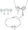 CERSLIMO Jewellery Set for Women Girls - Dainty Butterfly Bow Pendant Necklace, Silver Stud Earrings for Women & Adjustable Silver Bracelet Set | Jewellery Set for Girlfriend Wife Wedding Gifts