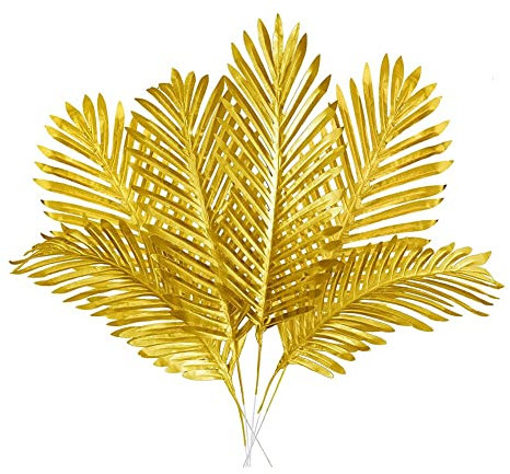 ISTOVO 8 pcs Ornements Artificiels Or Feuilles De Palmier Réaliste Or Plantes Décoration Feuille Faux Or Feuille Décoration