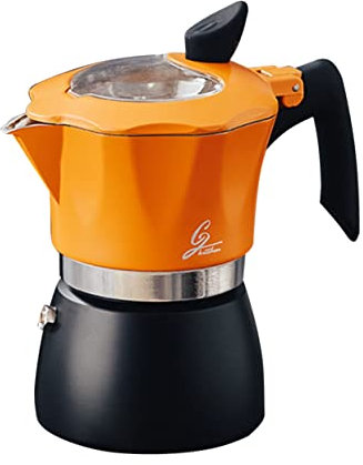 BESTonZON Espressokocher Hand-brew Maker Kaffeekanne Aus Schwarz-orange Kleiner Italienischer Kaffeebereiter Für Zuhause Büro Und Eleganter Kaffeekessel Für Aromatischen Espresso
