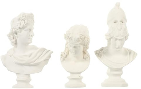 3pcs Greek Head Statue Classic Greek Figure Portrait Bust Figurines Gypsum Sculpture Athena Statue Resin Statue Apollo Figurine Ornaments Sketch Practice Greek God Bust Greece