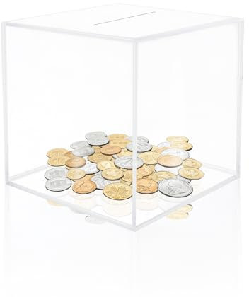 Spardose Groß Durchsichtig Sparschwein Acryl Spardose Nicht zum öffnen Sparschwein für Erwachsene Kinder 18 x 18 x 18 cm
