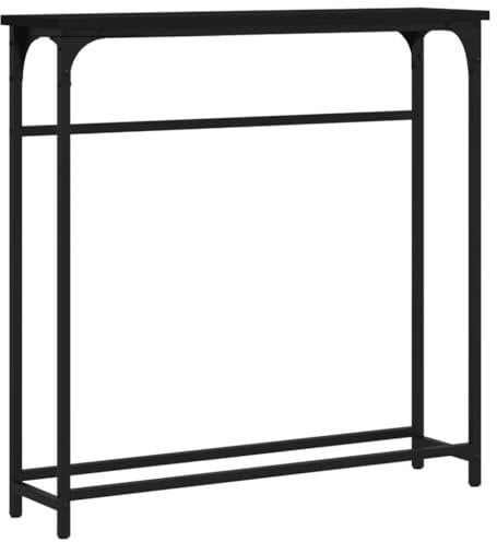 vidaXL Konsolentisch, Beistelltisch mit verstellbaren Beinen, Wohnzimmertisch Tisch mit Metallrahmen, Ablagetisch Flurtisch, Schwarz Holzwerkstoff