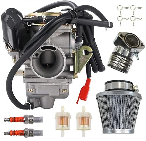 Ewillownm Compatible avec le carburateur GY6 150 cc 24 mm pour PD24J 152QMI 157QMJ Carb 125 cc scooter chinois ATV Go Karts scooter cyclomoteurs avec filtre à air