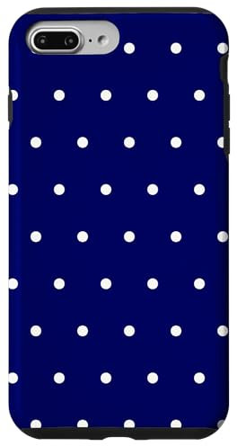 iPhone 7 Plus/8 Plus Case, Navy Blue Phone Cover, Blue and White Polka Dots Phone Case