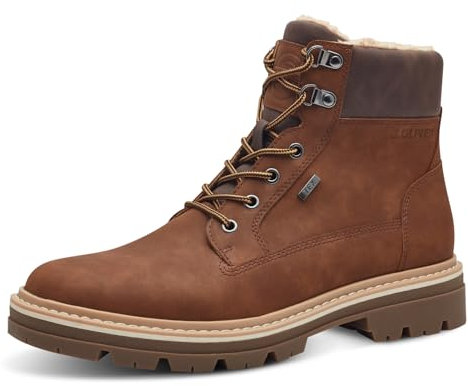 s.Oliver Herren Stiefel zum Schnüren Wasserabweisend Vegan, Braun (Brown), 44 EU