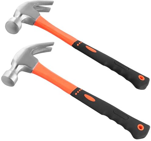 JEUIHAU 2 Pack Claw Hammer Set, 20oz and 27oz Rip Claw Hammer, Framing Hammers Curved Non Slip TPR Comfort Grip for Roofing Tools, Framing Jewelry, Making DIY Projects